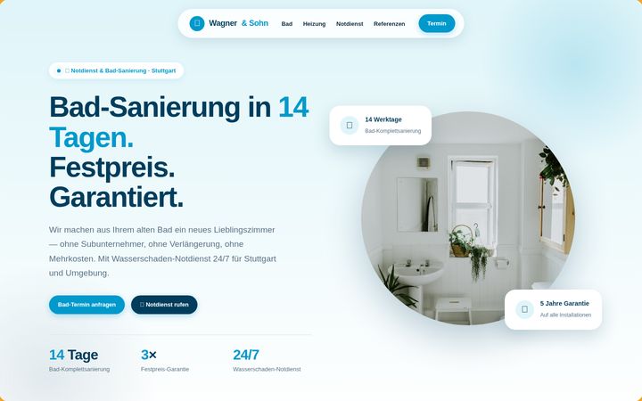 Wiederhergestellte, funktionierende Webseite